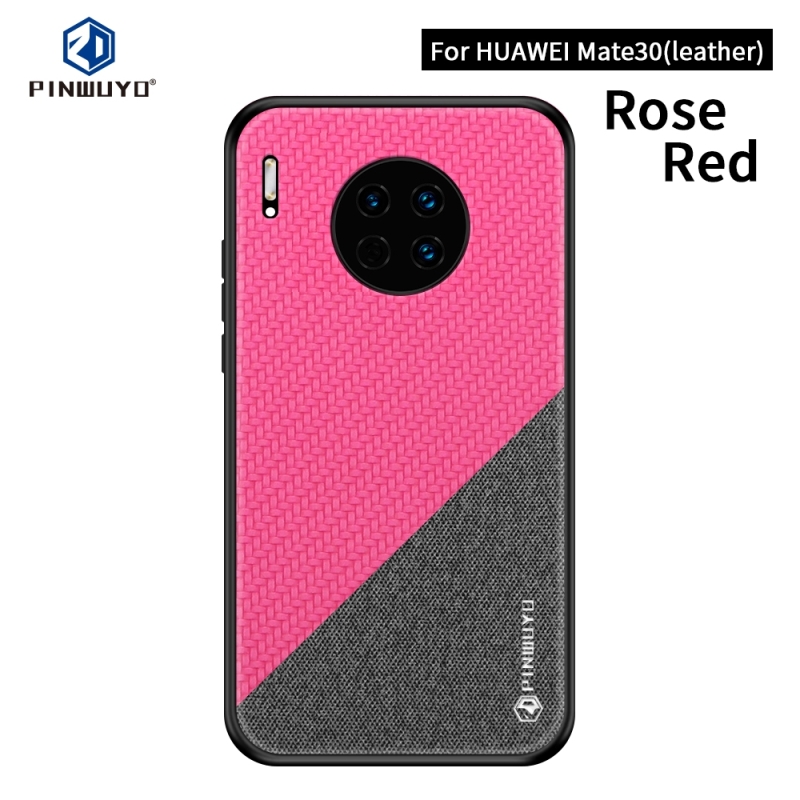 Voor Huawei Mate 30 5G (Leder) PINWUYO Rong-serie Shockproof PC + TPU+ Chemical Fiber Cloth Protective Cover (Rood)