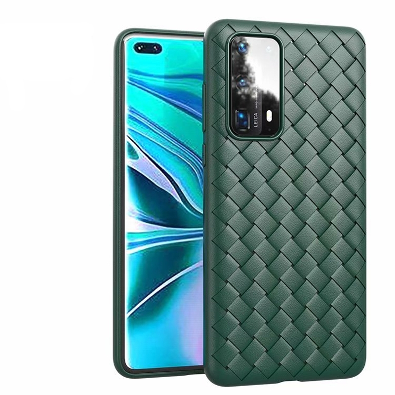 Voor Huawei P40 Non-Slip Classic Woven Pattern Breathable TPU Case(Groen)