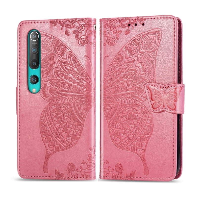 Voor Xiaomi 10 Pro Butterfly Love Flower In reliëf horizontale flip lederen zaak met beugel / kaartsleuf / portemonnee / Lanyard (Roze)