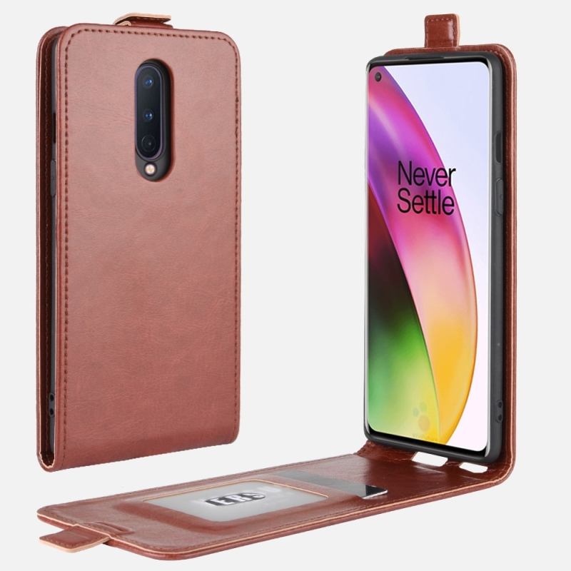 Voor OnePlus 8 OnePlus 8 R64 Texture Single Vertical Flip Leather Protective Case with Card Slots & Photo Frame(Brown)