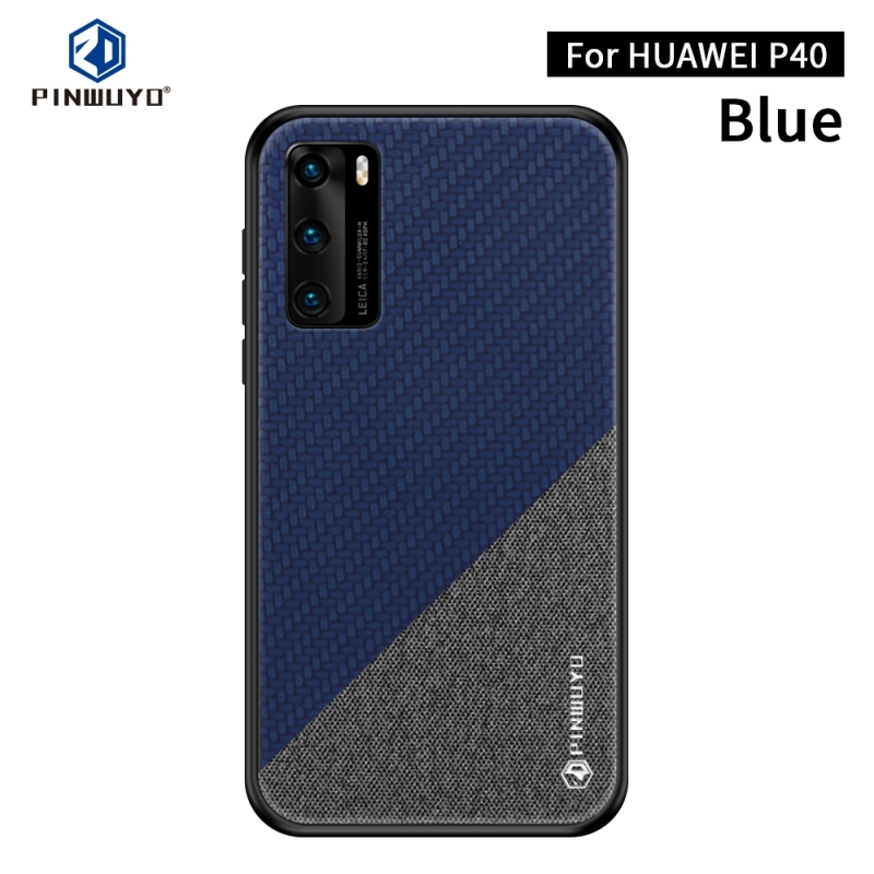 Voor Huawei P40 PINWUYO Rong Series Shockproof PC + TPU+ Chemical Fiber Cloth Protective Cover(Blauw)