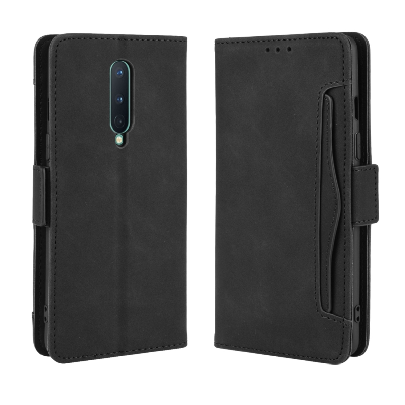 Voor OnePlus 8 Wallet Style Skin Feel Kalf Patroon Lederen Case met aparte kaart slot (Zwart)