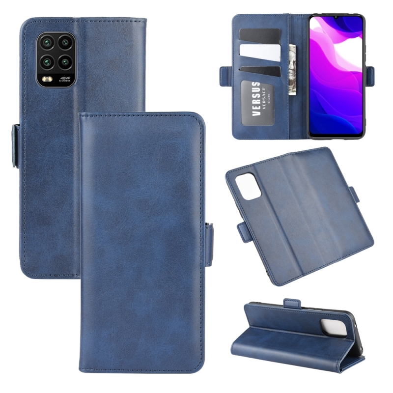 Voor XiaoMi Mi 10 Lite 5G Dual-side Magnetic Buckle Horizontale Flip Lederen Case met Holder & Card Slots & Wallet (Donkerblauw)