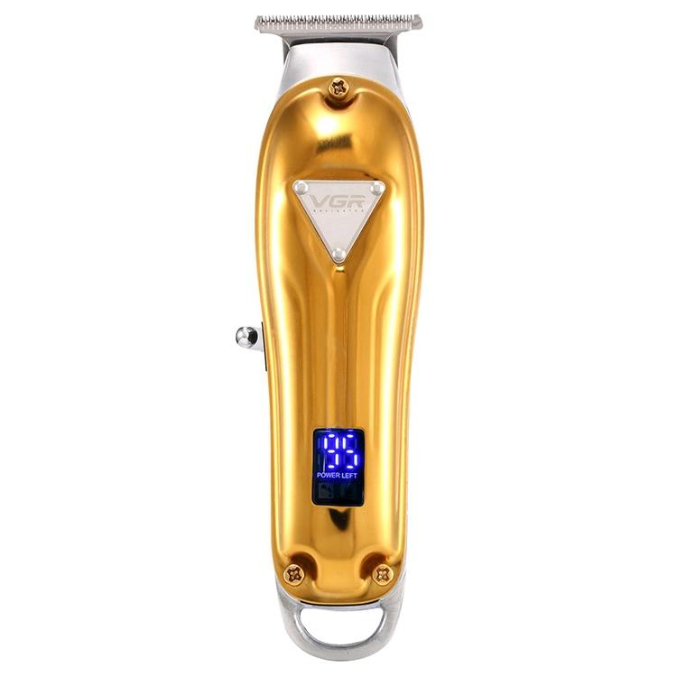 VGR V-063 8W USB huishouden draagbare metalen haarknipper met LCD-display (goud)