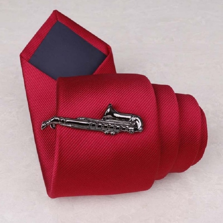 Copper Tie Clip Kleding accessoires Stijl:Zwarte Saxofoon