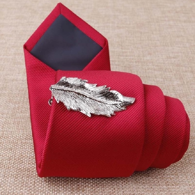 Copper Tie Clip Kleding accessoires Stijl: Zilveren bladeren