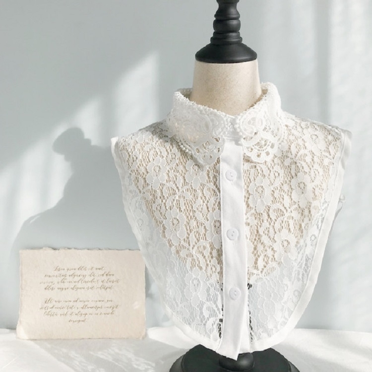 Witte vrouwen herfst en winter kant wild nep kraag shirt decoratie kraag stijl: een