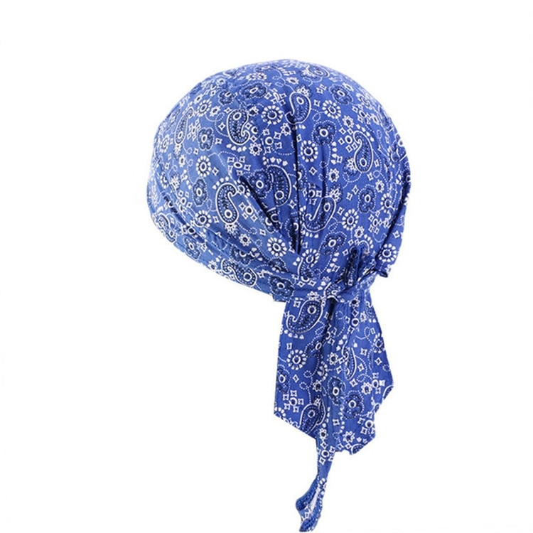 2 PCS Pure Cotton Printing Pirate Hat Outdoor Turban Cap Wrap Cap (Royal Blue)