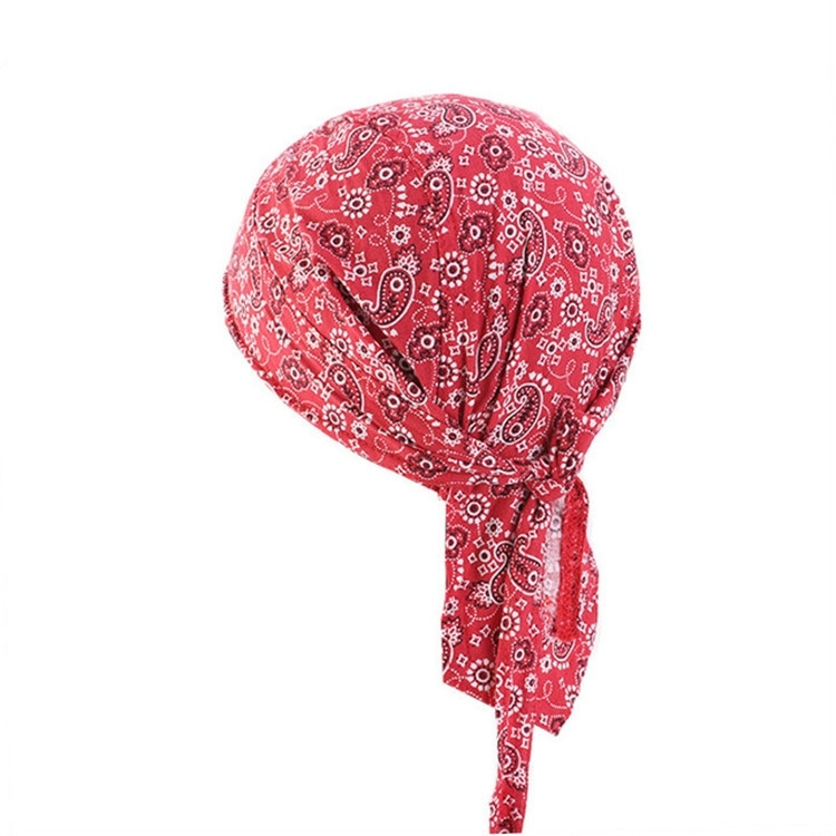 2 PCS Pure Cotton Printing Pirate Hat Outdoor Tulband Pet Wrap Cap (Wijn Rood)