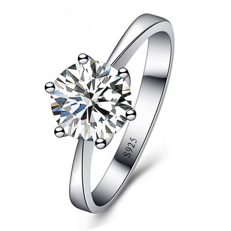 925 Sterling zilver vrouw CZ kristal Wedding Engagement vinger ringen Super Shinning Cubic Zirconia Fine Jewelry Ring Size::6