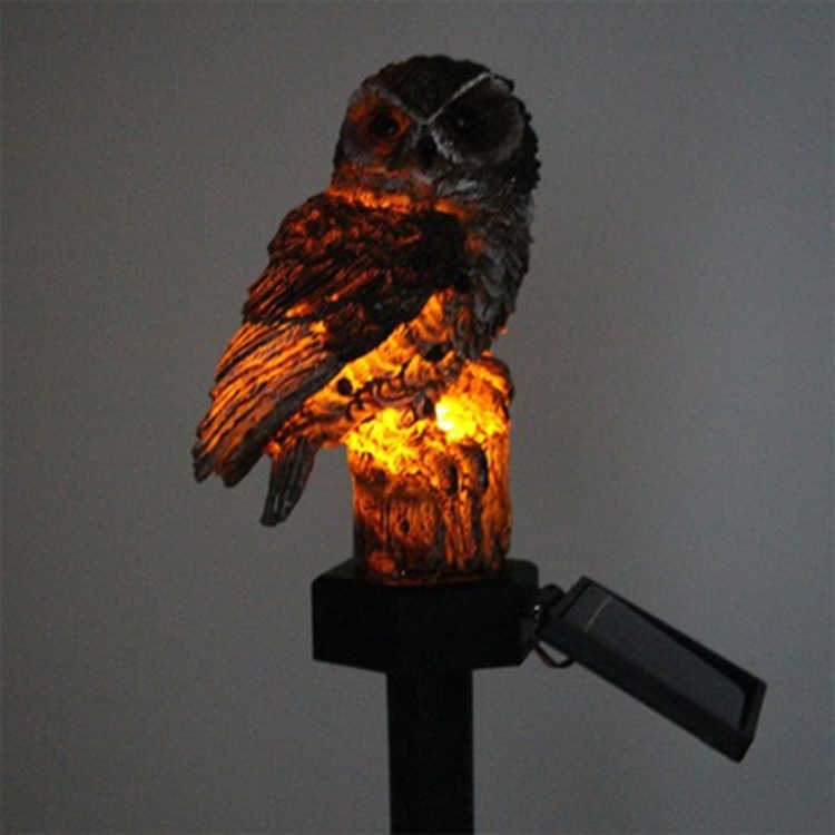 Zonne-energie aangedreven Owl vorm LED nachtlampje tuin gazon lamp (bruin)