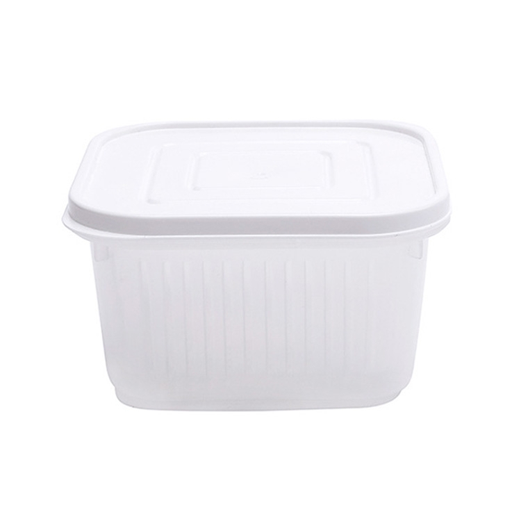 Kitchen Refrigerator Fruit And Vegetable Drain Storage Box with Cap(White )