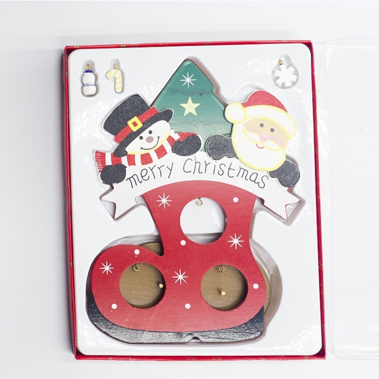 2 vak kerst hout geschilderd sneeuw laarzen Desktop Decoratie kleine ornamenten geschenken grootte: Large (rood)