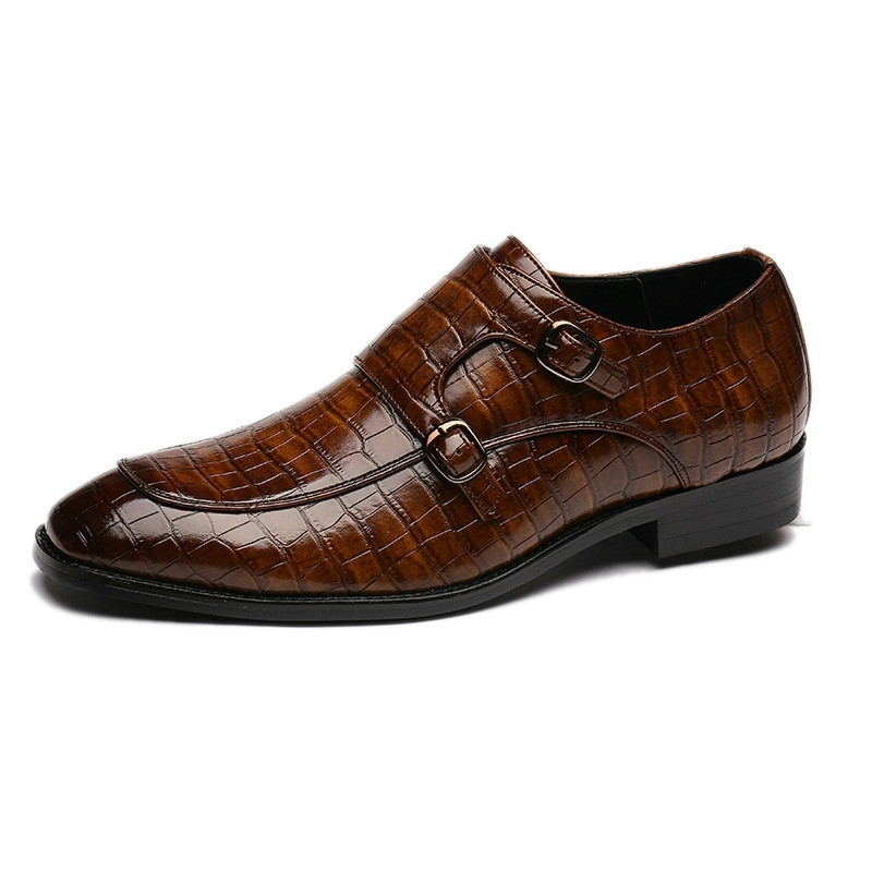 Krokodil patroon Business platte onderkant lederen formele schoenen grootte: 42 (bruin)