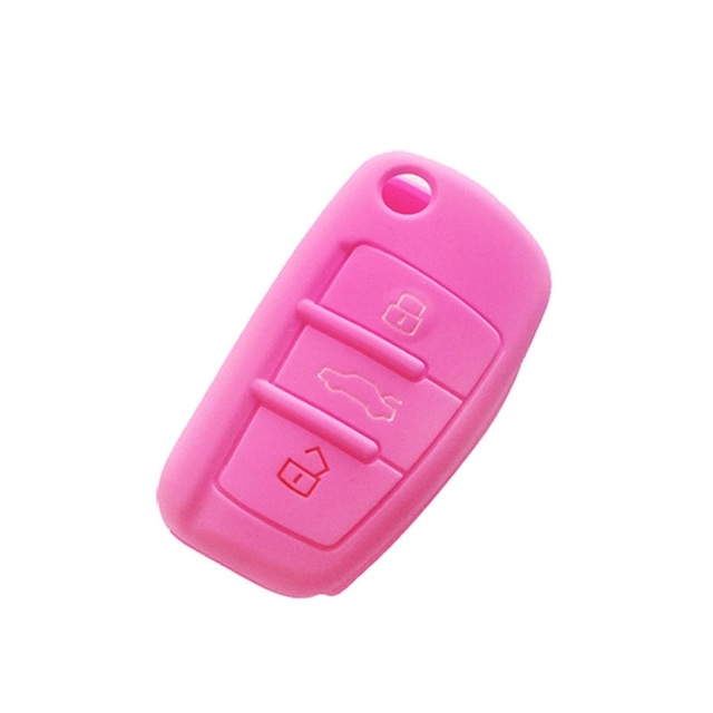 2 PC'S autosleutel cover silicone Flip sleutel afstandsbediening houder Case cover voor Audi Q3 a3 a1 (roze)