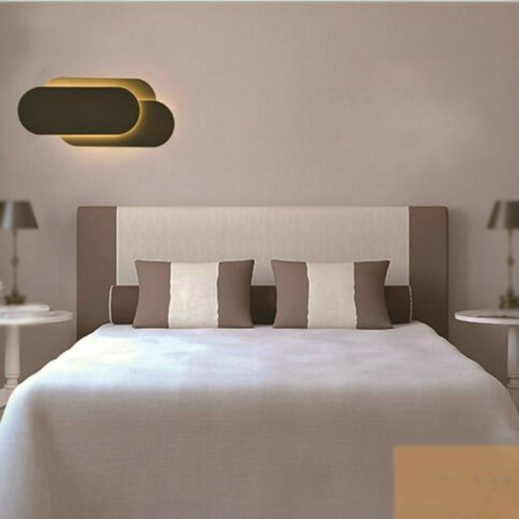 Zwarte cirkel 18W creatieve eenvoudige slaapkamer bed woonkamer Restaurant Hotel studiezaal gang gangpad licht LED toren stack wand lamp (warm licht)