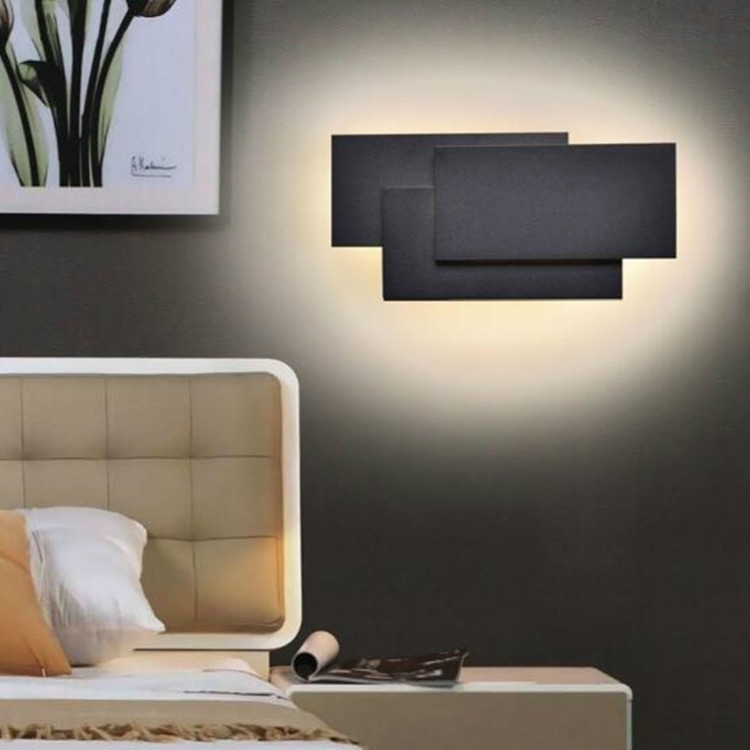 Zwart vierkant 18W creatieve eenvoudige slaapkamer bed woonkamer Restaurant Hotel studiezaal gang gangpad licht LED toren stack wand lamp (warm licht)