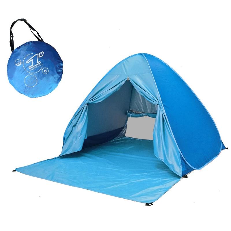 Met gordijn automatische instant pop -up tent drinkbeen strand tent maat: 200x165x130cm