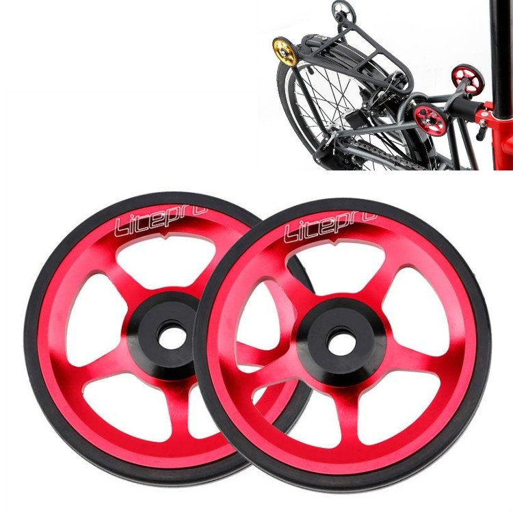1 paar Litepro opvouwbare fiets gemodificeerde draagbare pushwiel CNC-kar wiel (rood)