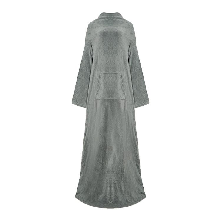 Flanel Long Pullover Warme deken met sleeve(Gray)