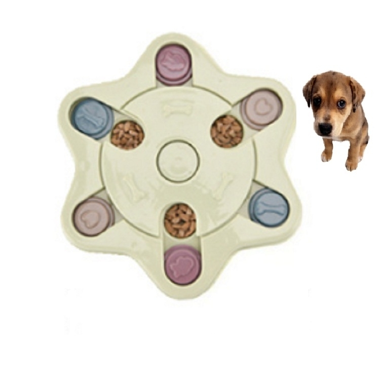 Pet Toy Dog Food Turntable Eating Puzzle Anti-Smashing Dog Bowl Supplies Style:Hexagon Style(Green)