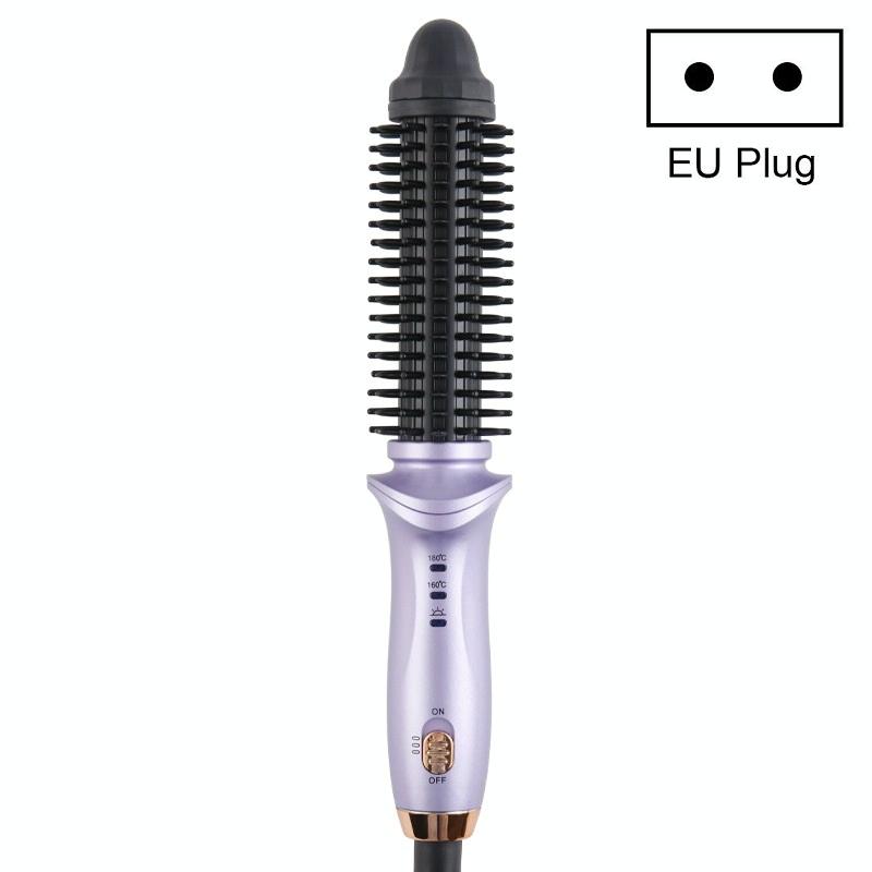 Multifunctional Curling & Straightening Dual-purpose Electric Negative Ion Hair Straightening Comb Specification:EU Plug(511 Purple)