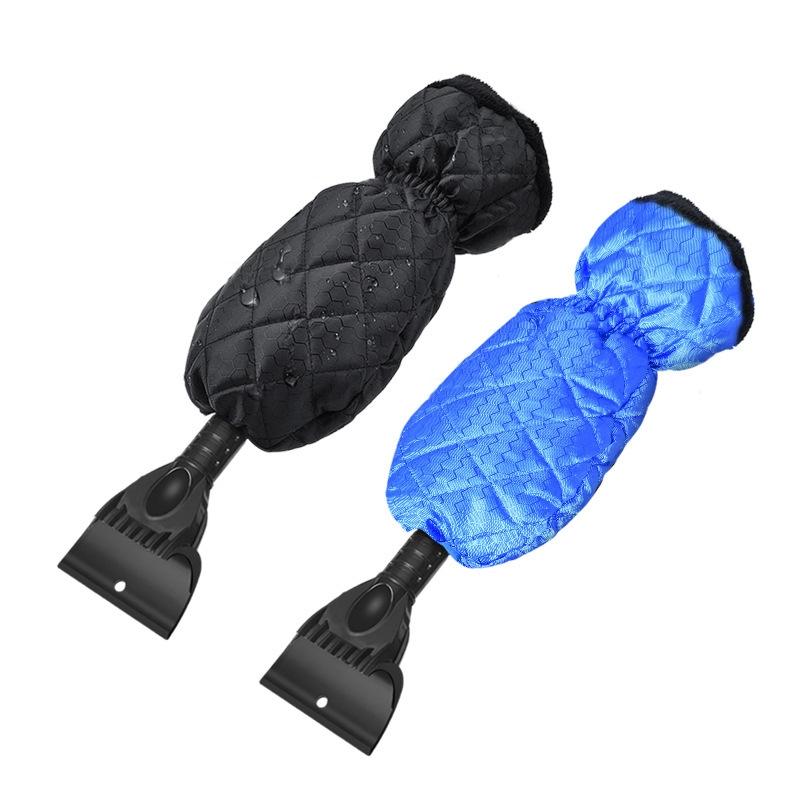 Voertuig gemonteerde intrekbare sneeuwschop met pluche handschoenen om warme sneeuw verwijdering vorst en deicing tools (Zwarte handschoenen) te houde