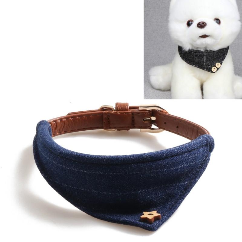 2 PCS Dog Collars Pet PU Driehoekshalsbanden Specificatie: 1 3x42cm(Blauw)