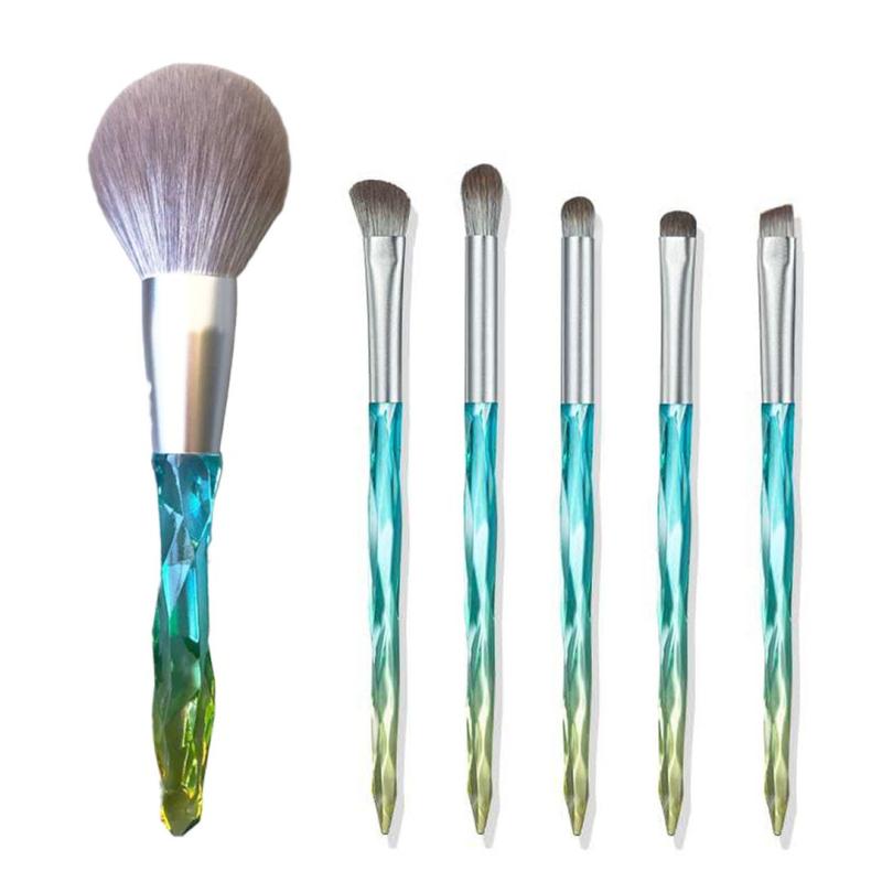 Make-up borstel maïs zijde vezel haar kan wassen make-up borstel stijl: groene losse poeder borstel + 5 PCS Eye Shadow Brush