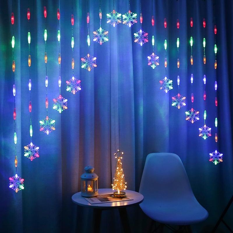 LED Omgekeerde V Snowflake Vijf-sterren decoratieve lichten kerst waterdichte string lichten  EU Plug (Kleurrijk Licht)