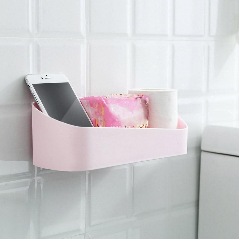 4 PCS badkamer pasta muur gemonteerde plastic opslag rack geometrische vorm badkamer rack specificatie: Kartonnen verpakking (roze)