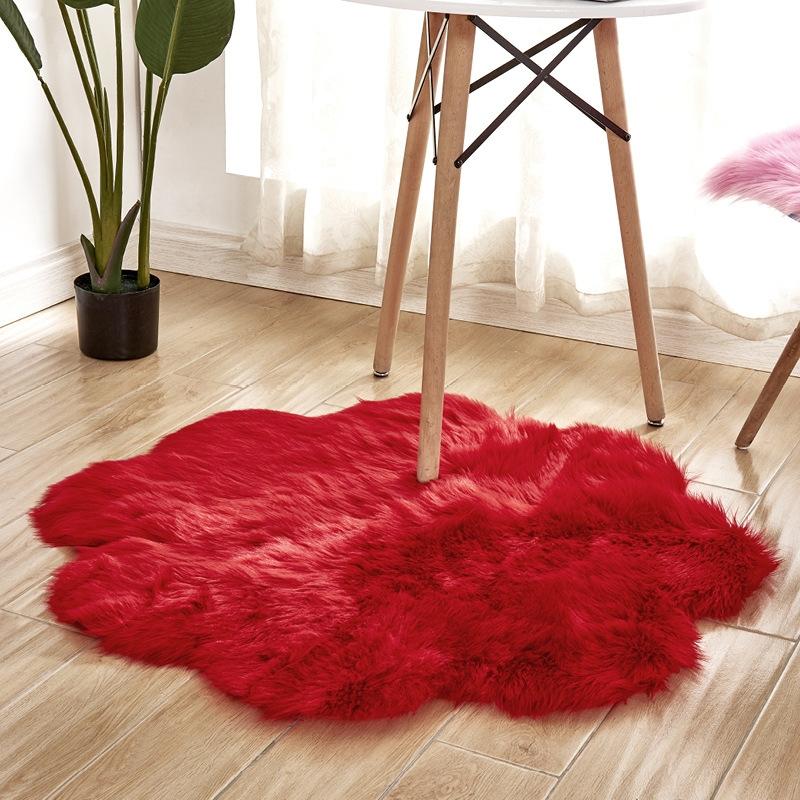 Diameter 90CM woninginrichting imitatie wol tapijt slaapkamer woonkamer vloer mat bay raam kussen bureaustoel kussen kussen (rood)