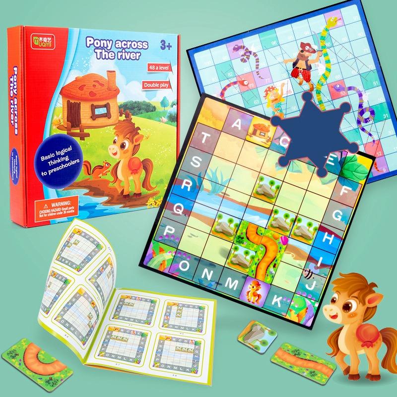 MUQIYI Kinderen Educatieve Early Education Speelgoed Paard Over de Rivier Desktop Game
