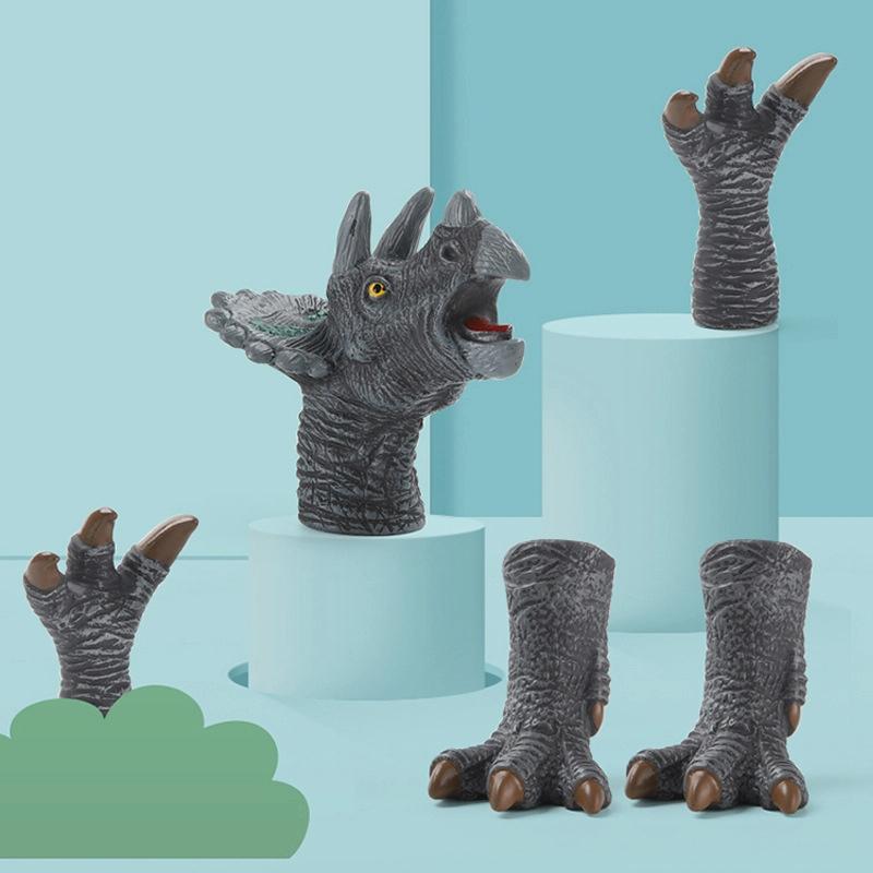 Kinderen Dinosaur Toy Soft Rubber Finger Doll Cartoon Dinosaur Model Parent-Child Interactive Speelgoed Stijl: Triceratops