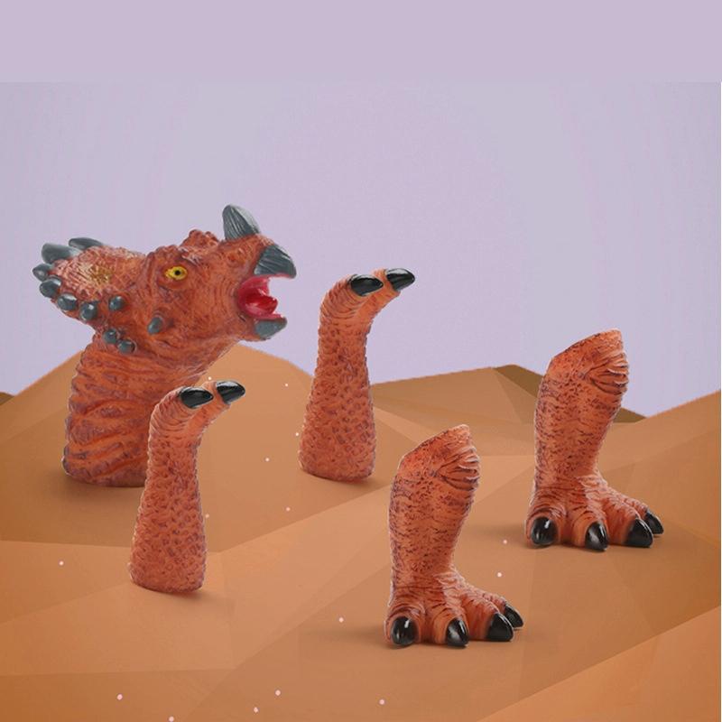 Kinderen Dinosaur Toy Soft Rubber Finger Doll Cartoon Dinosaur Model Parent-Child Speelgoed Stijl: Oranje Triceratops