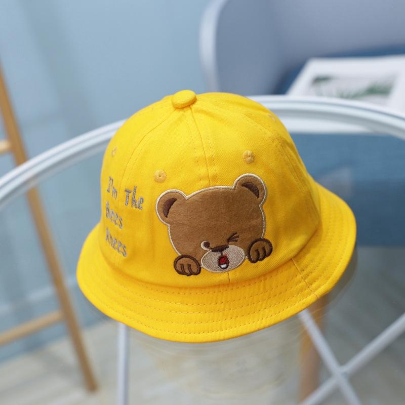 MZ8871 Cartoon Little Bear Pattern Children Basin Hat Baby Fisherman Hat Grootte: Ongeveer 46cm (Geel)