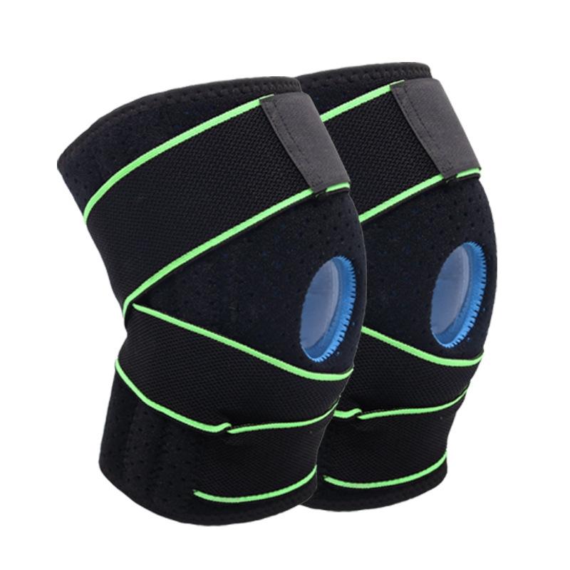 2 PCS Sports Band Compression Silicone Knee Pads Running Sports Cycling Knee Pads (Zwart Groen)