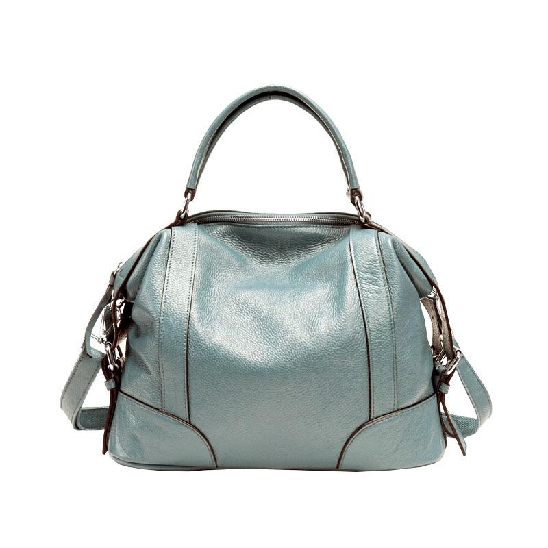 2P1006 Dames Single-Shoulder Leather Messenger Bag Kleur: Lake Blue (s)