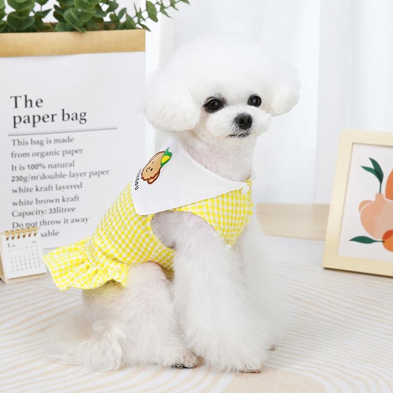 Huisdier kleding hond jurk bubble plaid rok maat: xs (geel)