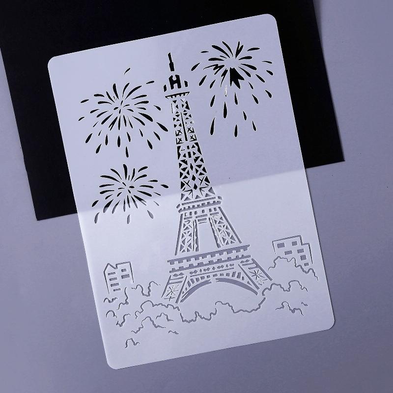 10 STUKS 1 Paris Tower Bouw serie Schilderij Sjabloon Thema Stad A4 Label Sjabloon