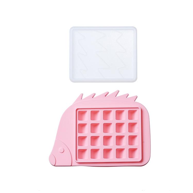 2 STUKS huishoudelijke dierlijke siliconen ijsbak met deksel ice box schimmel specificatie: egel (roze)
