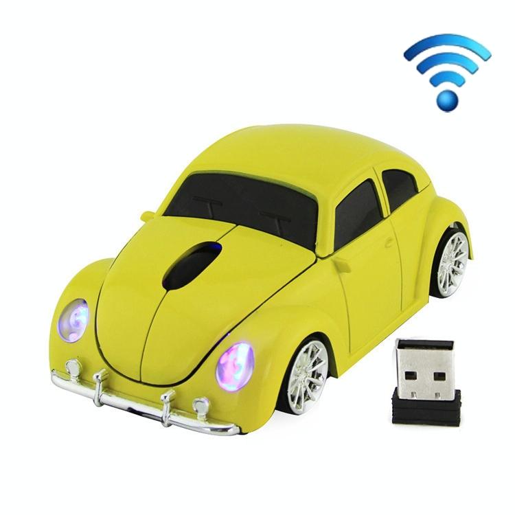 CM0010B 1200 DPI 3-toetsen auto vorm draadloze muis (geel)