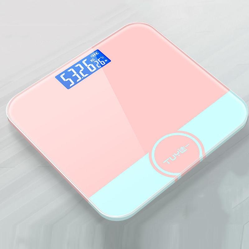 2 stks tuy 6026 menselijk lichaam elektronische schaal thuisgewicht gezondheidsschaal maat: 26x26cm (batterijtype roze)