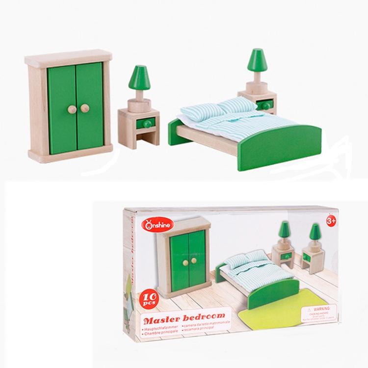 Onshine Pretend Speel Scene DIY Rollenspel Houten Meubels Accessoires Stijl: Master Slaapkamer