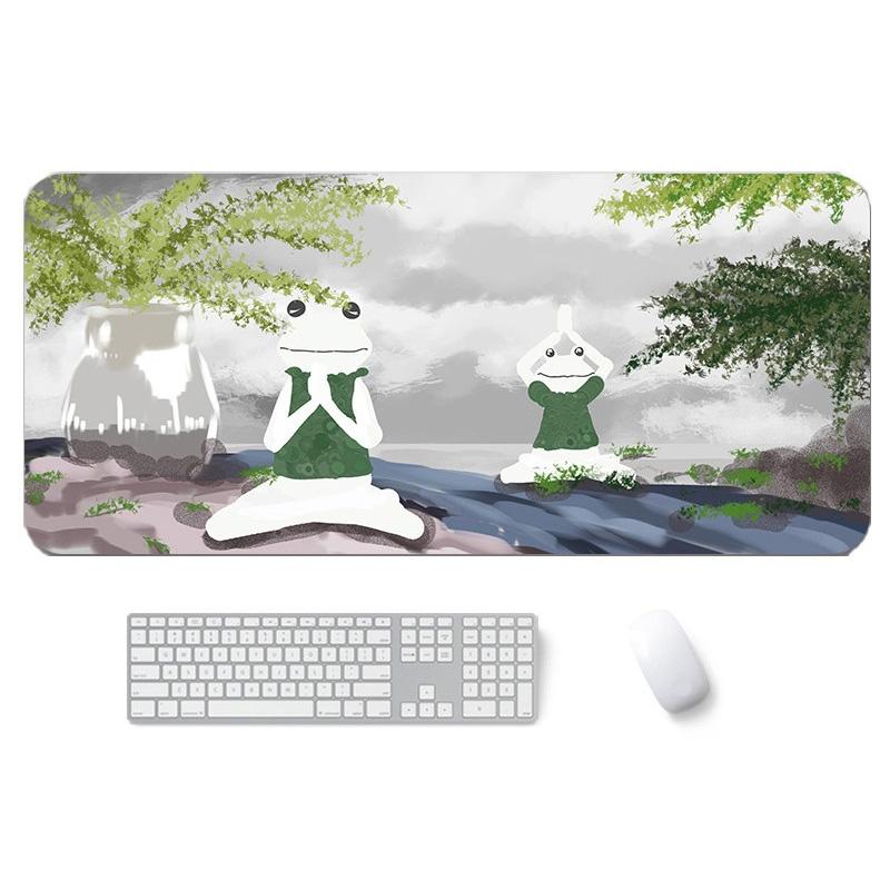 400x900x3mm illustratie Cartoon Patroon Waterdicht Antislip Muismat (Practicing Yoga Frog)