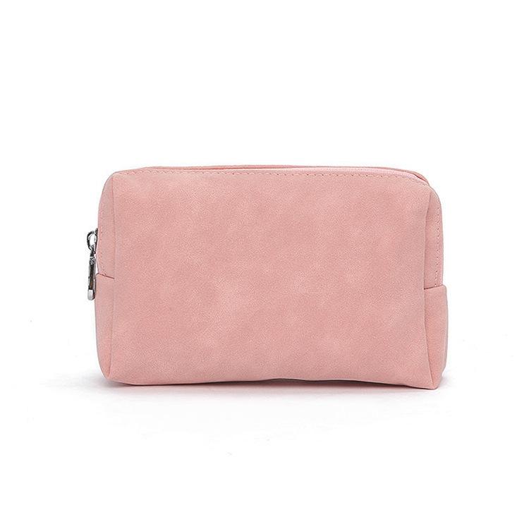 2 PCS Portable Digital Accessory Leather Bag Single Layer Storage Bag Colour: Frosted (Pink)