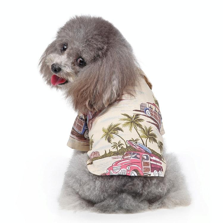 2 PCS Pet Beach Shirt Dog Print Spring And Summer Clothes Size: L(Beige)