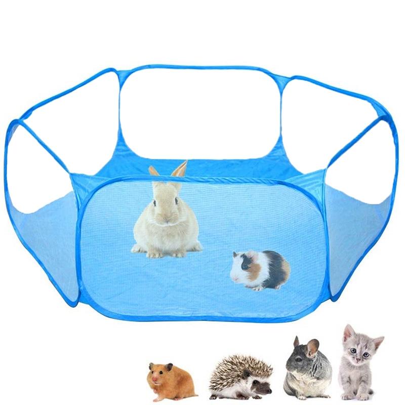 Draagbare kleine dierlijke game hek vouwen outdoor interieur huisdier tent (blauwe opp tas)
