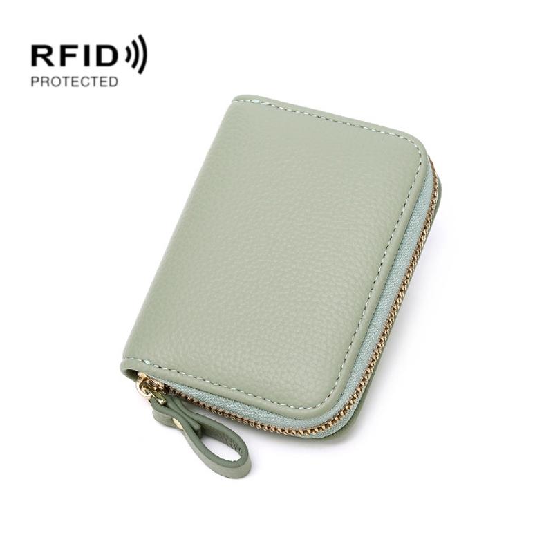 2 STUKS 56118 RFID anti-diefstal swipe organ card tas multifunctionele rits kleine portemonnee rijbewijs tas (groen)