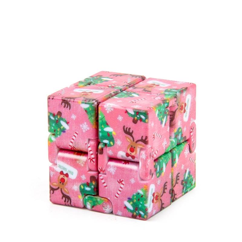 3 STUKS Oneindige Magische Kubus Halloween & Christmas Theme Decompressie Pocket Cube Tweede Orde Cube Toy (NO.335K-1 Christmas Pink)